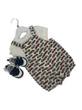 Romper in Retro Racing Car Print - Henry