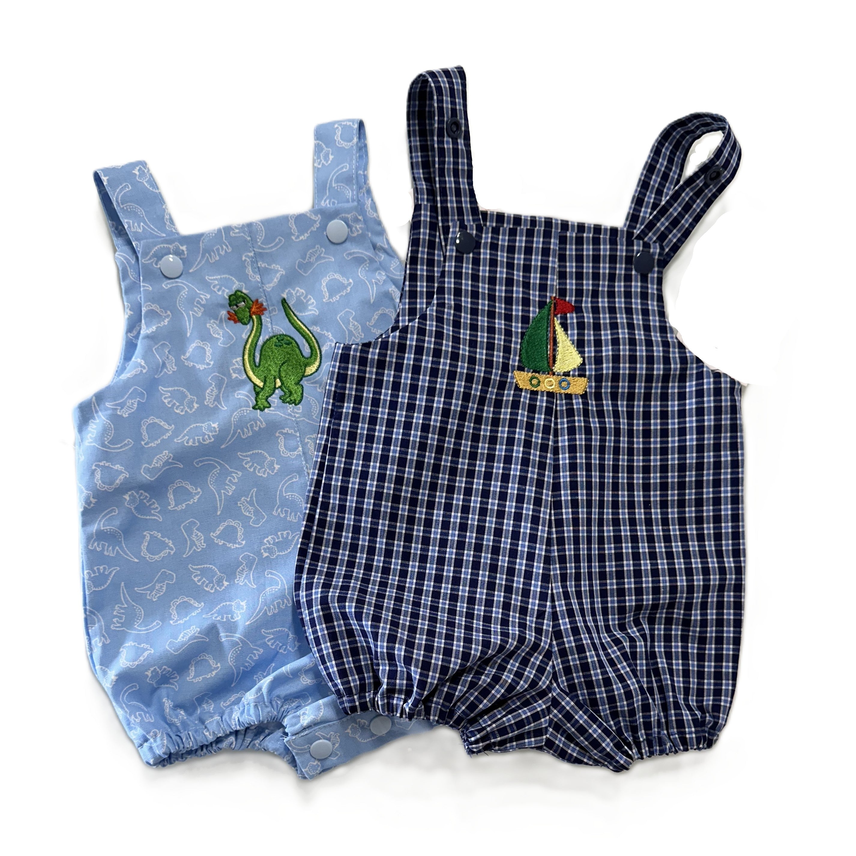 Romper In Dinosaur Print with Dinosaur Embroidery - Henry