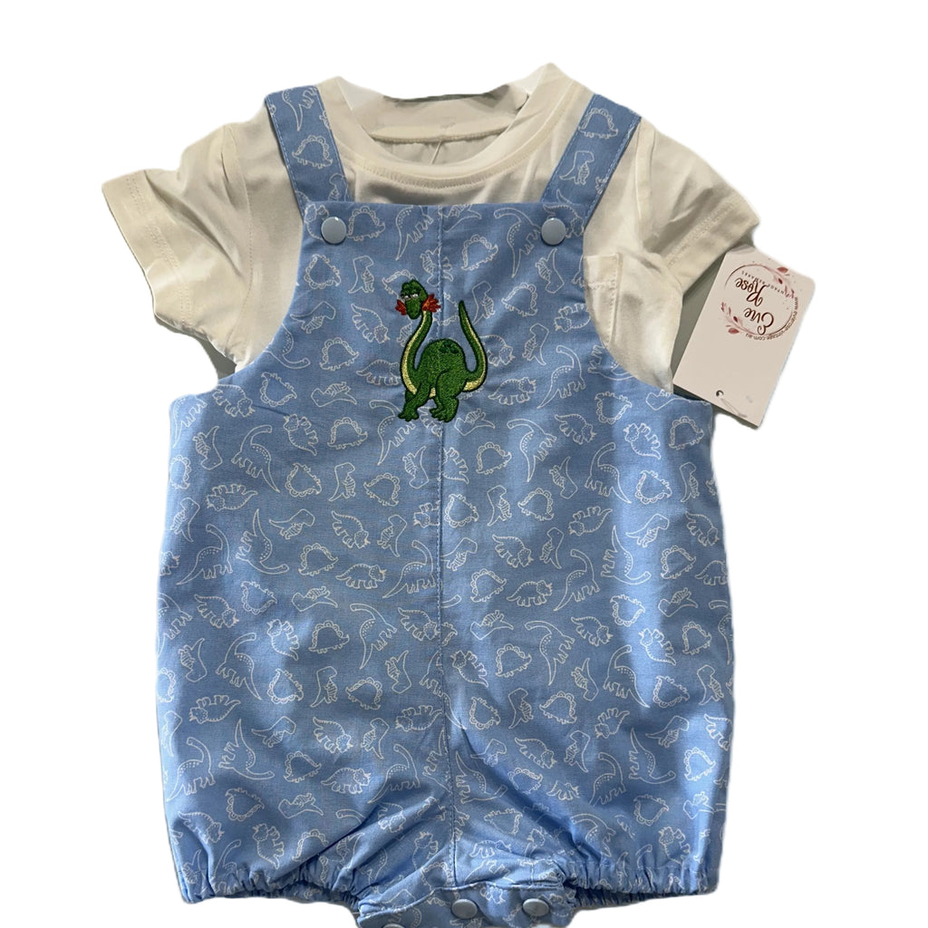 Romper In Dinosaur Print with Dinosaur Embroidery - Henry