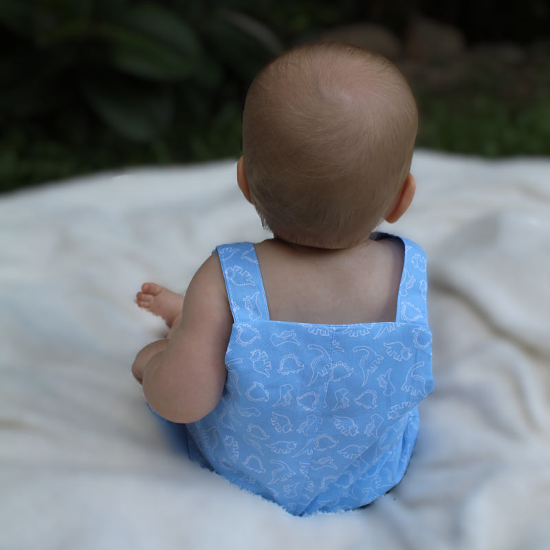 Romper In Dinosaur Print with Dinosaur Embroidery - Henry