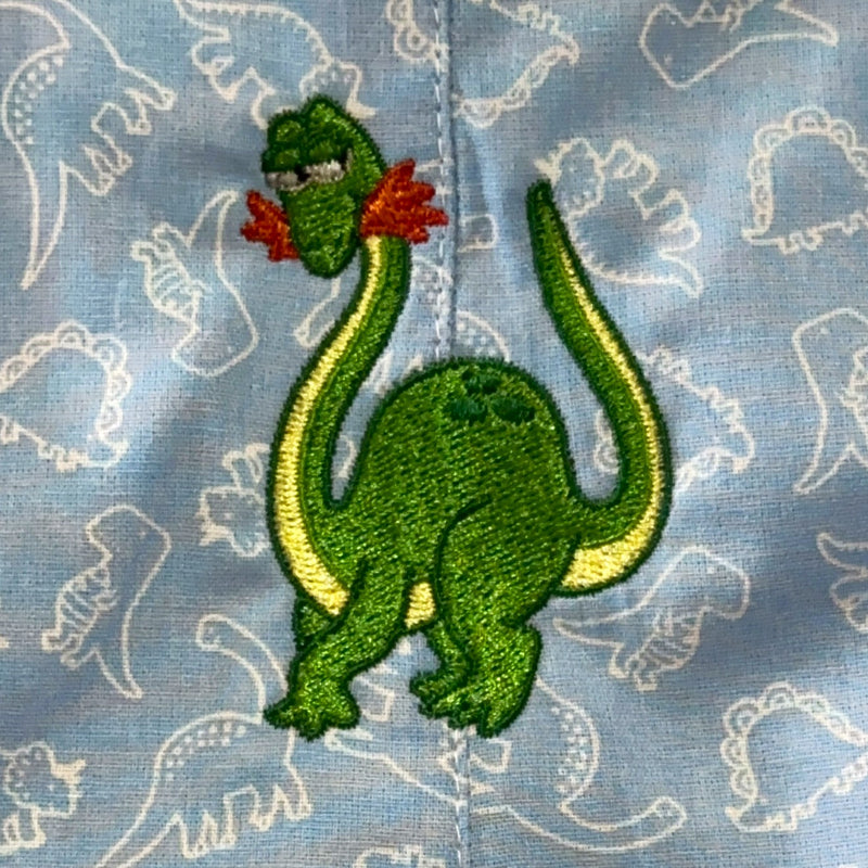 Romper In Dinosaur Print with Dinosaur Embroidery - Henry