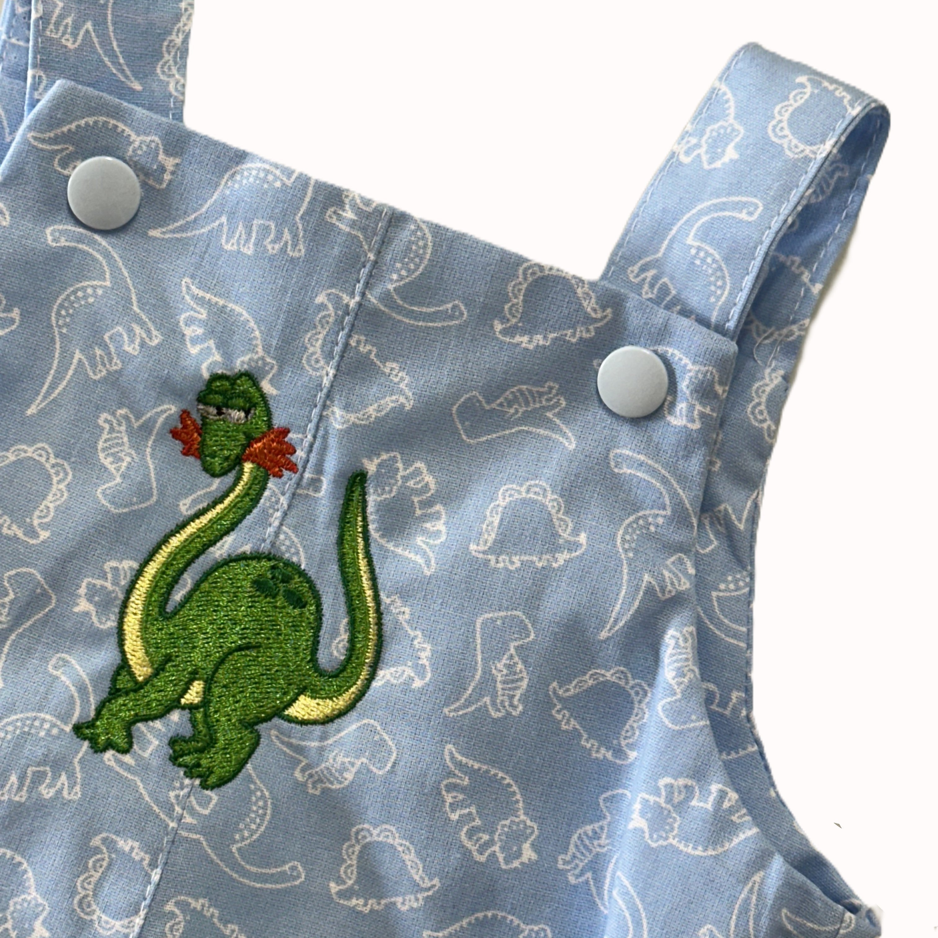 Romper In Dinosaur Print with Dinosaur Embroidery - Henry