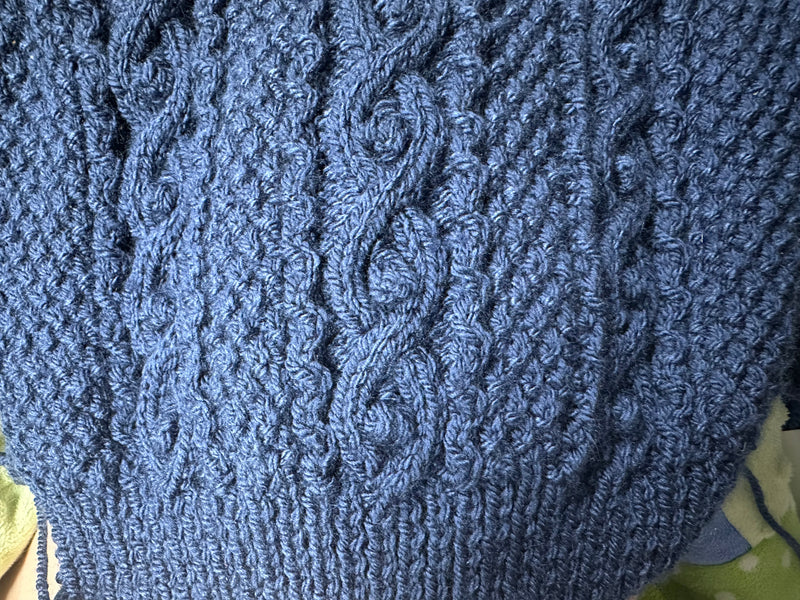 Hand Knitted Aran cardigan with collar