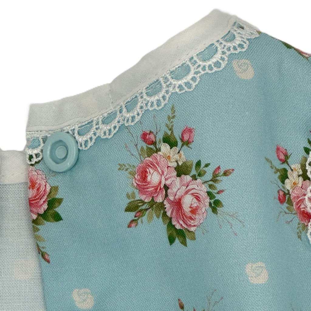 Girls Dress Blue Floral Print with Border - Isabella