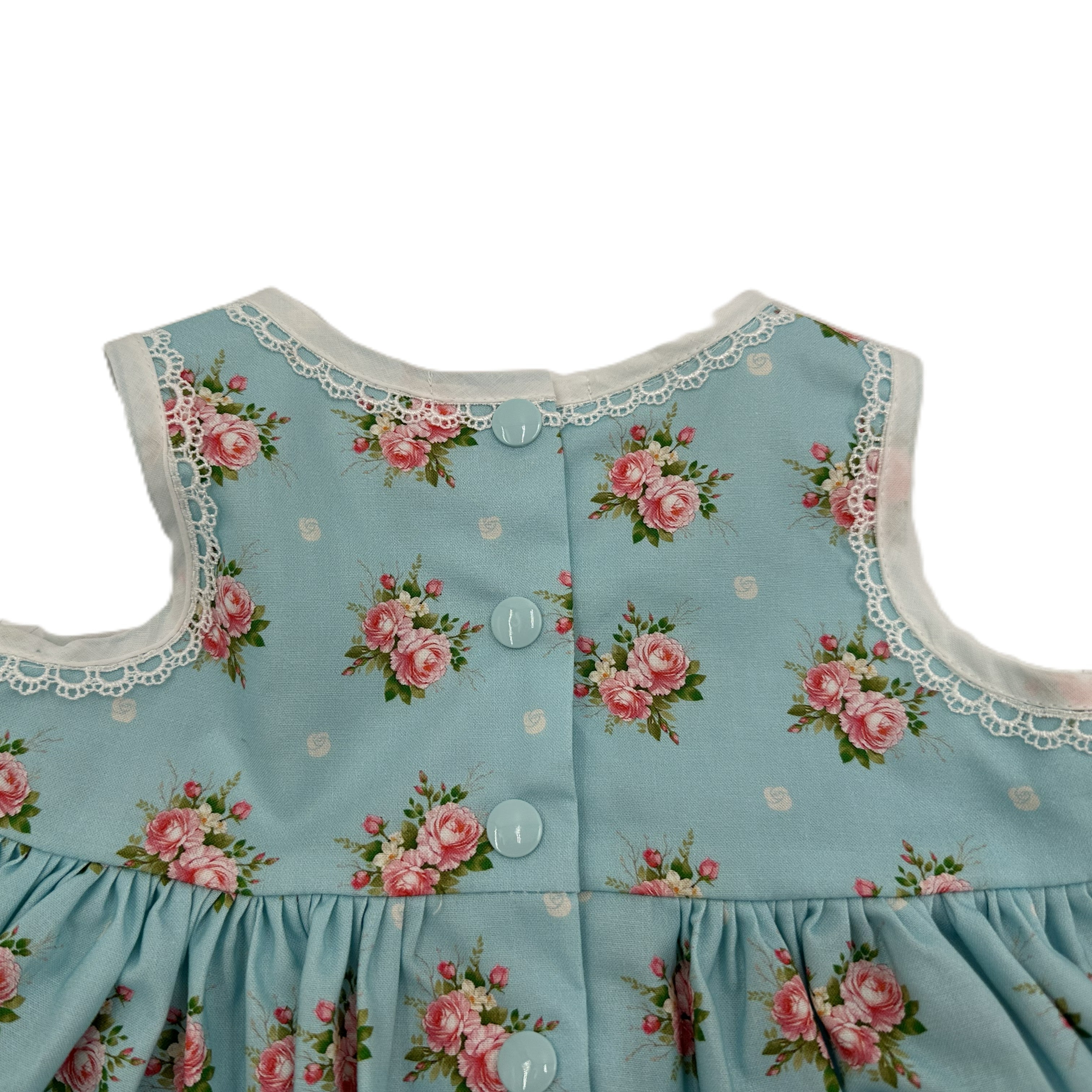 Girls Dress Blue Floral Print with Border - Isabella