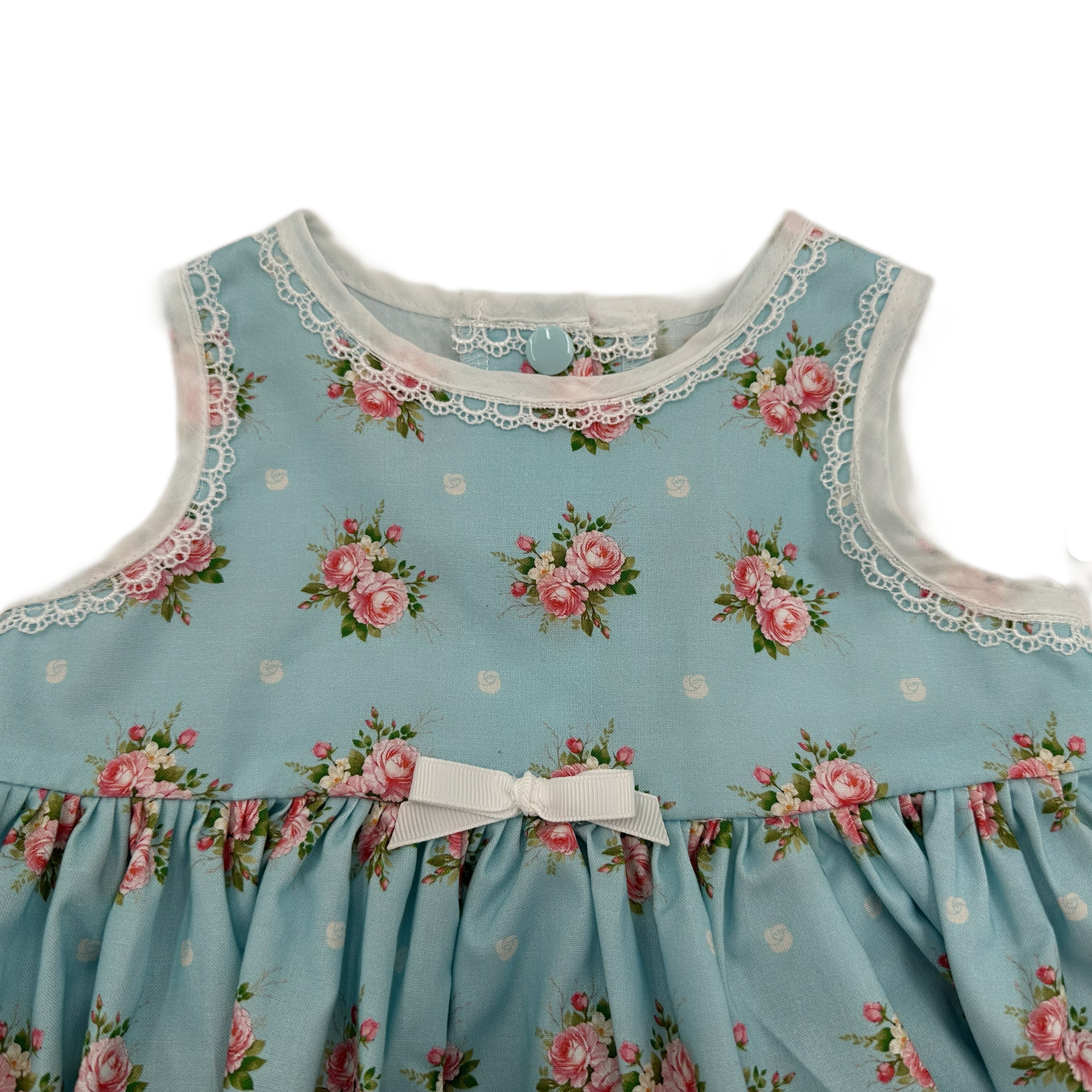 Girls Dress Blue Floral Print with Border - Isabella