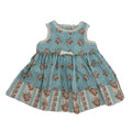 Girls Dress Blue Floral Print with Border - Isabella