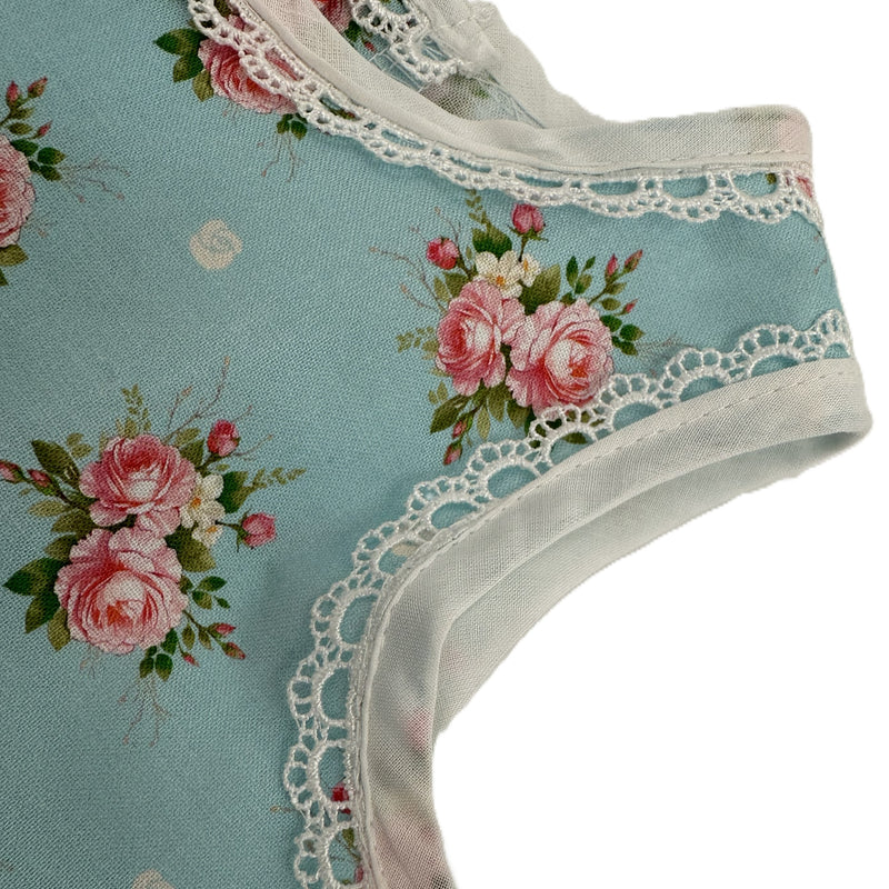 Girls Dress Blue Floral Print with Border - Isabella