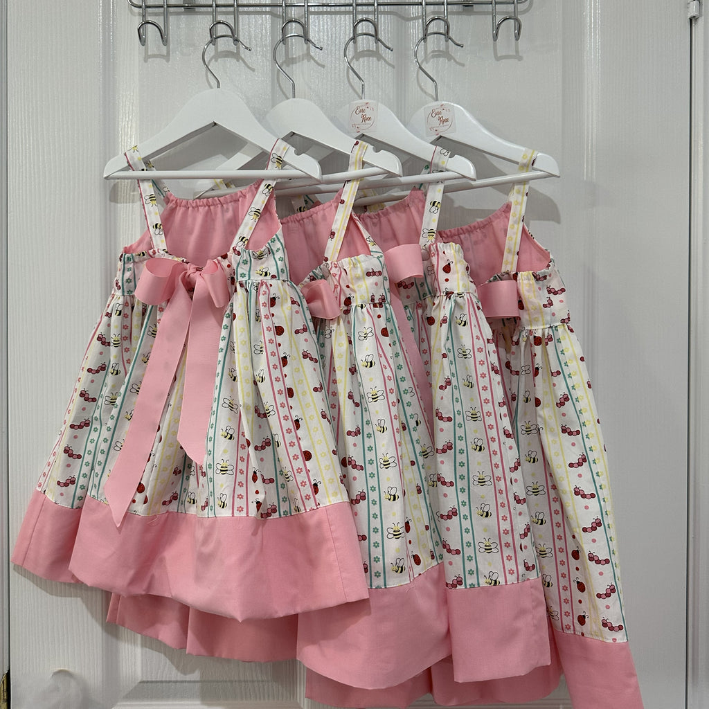 Girls Summer Strap Dress in Pretty bug print - Lily