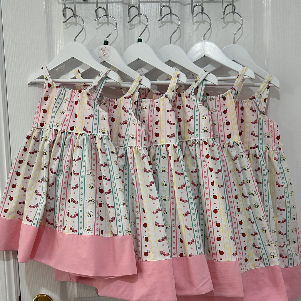 Girls Summer Strap Dress in Pretty bug print - Lily