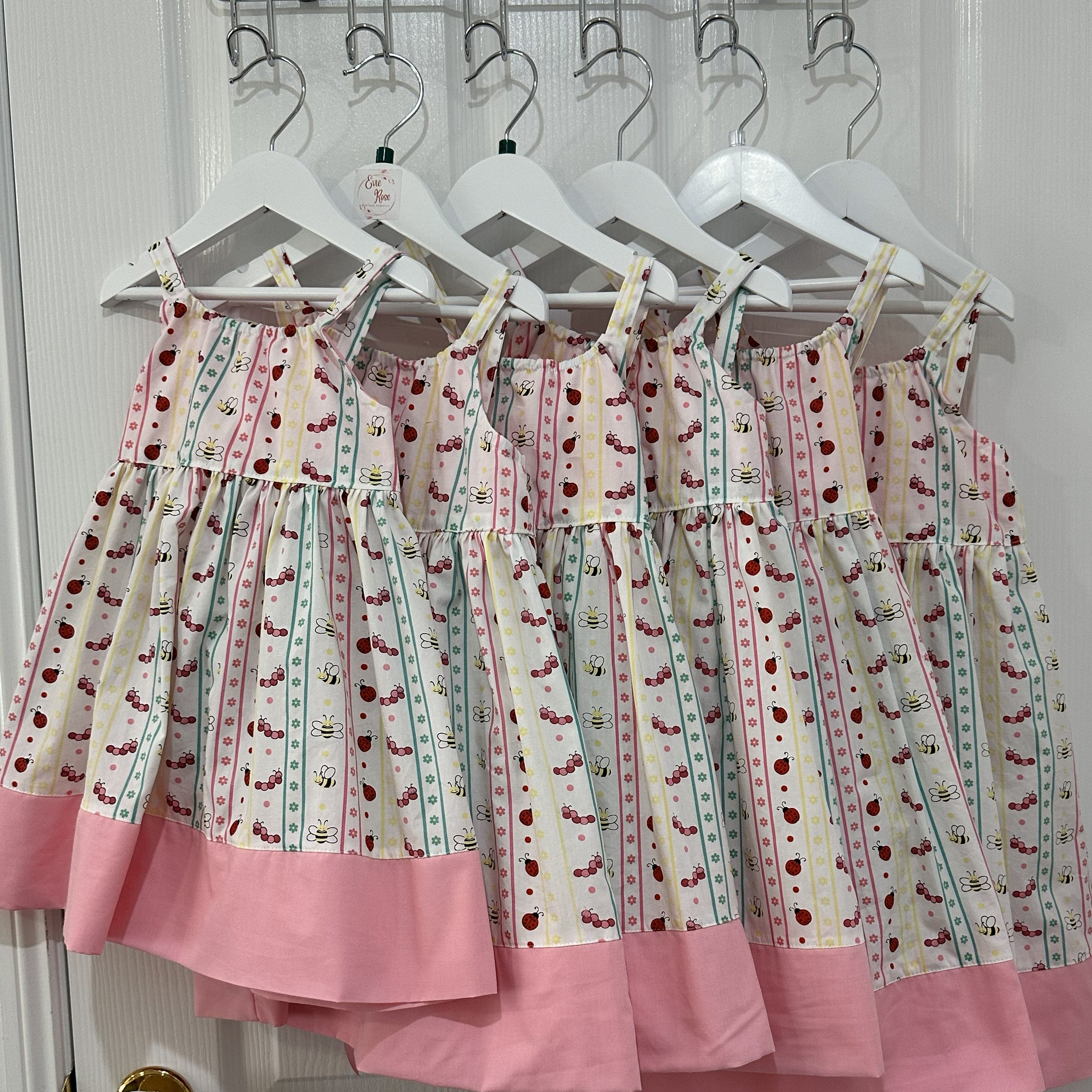 Girls Summer Strap Dress in Pretty bug print - Lily