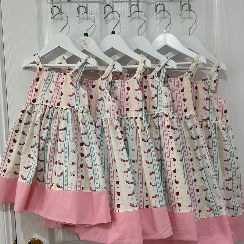 Girls Summer Strap Dress in Pretty bug print - Lily