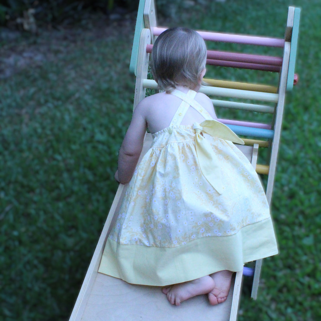 Girls Summer Strap Dress in Yellow - Lily