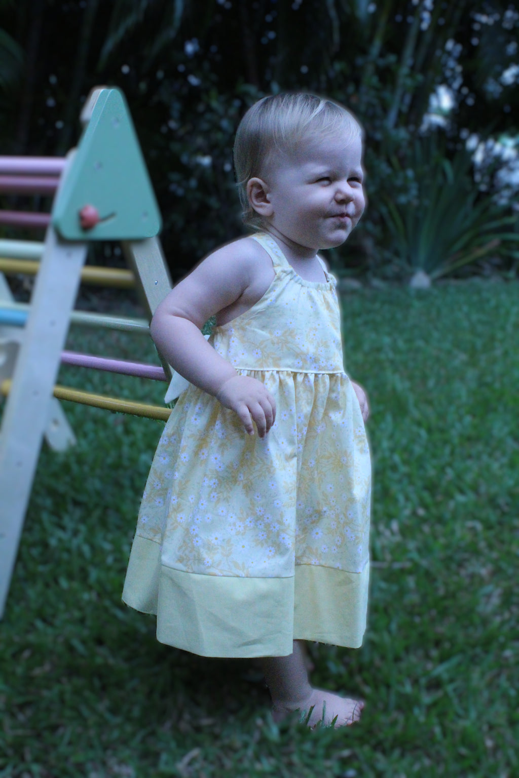 Girls Summer Strap Dress in Yellow - Lily