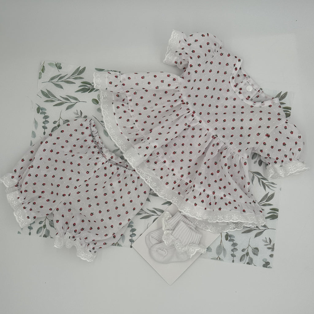 Strawberry Willow vintage angel top and knickers set for baby girl