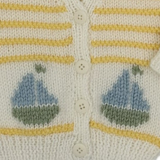 Hand Knitted Nautical Theme Cardigan with V neck