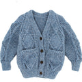 Hand Knitted Aran cardigan with V neck