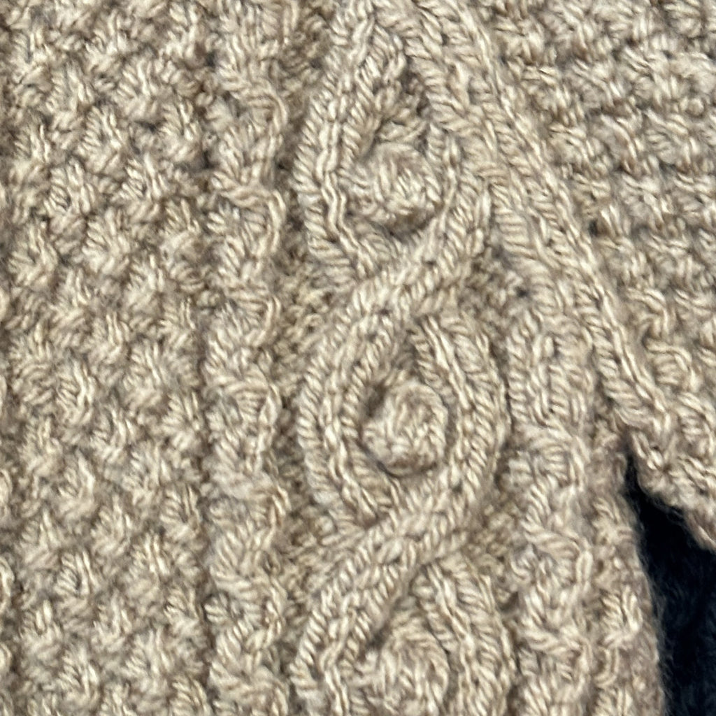 Hand Knitted Aran cardigan with collar