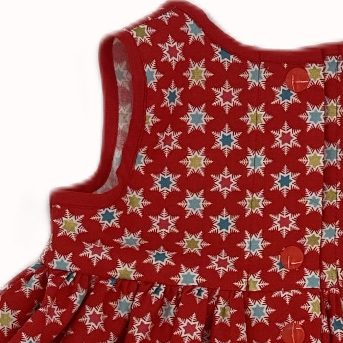 Girls Sleeveless Dress in Red with multi star print - Clara