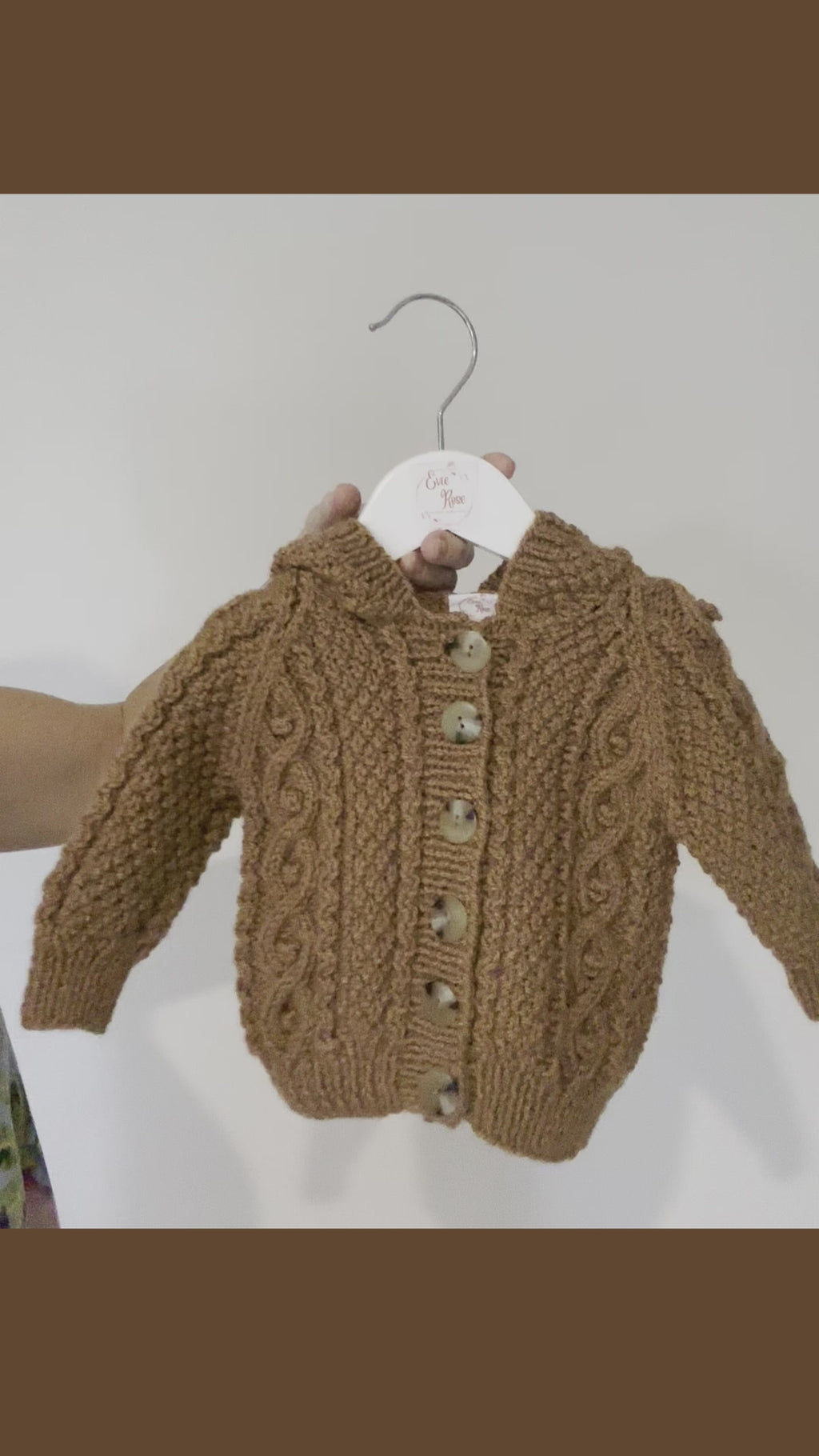 Hand Knitted Aran cardigan with Hood
